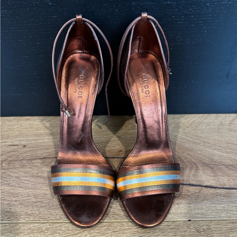 Used Gucci copper orange stiletto heels size 36.5